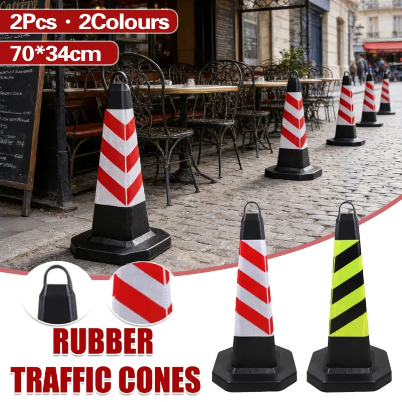 2PCS Rubber Traffic Cone Safety Cone Flexible for Construction