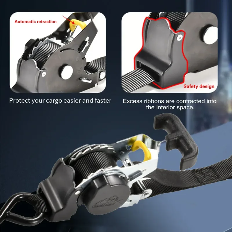 Luggage Fixing Strap Automatic Tensioner Retractable Tie Down Strap Travel Belt