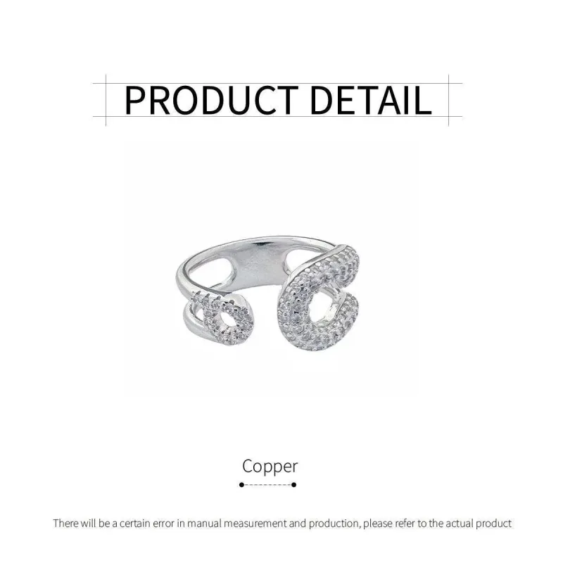 Sweet Adjustable Open Ring Fashion Jewellery Round Double Layer Ring