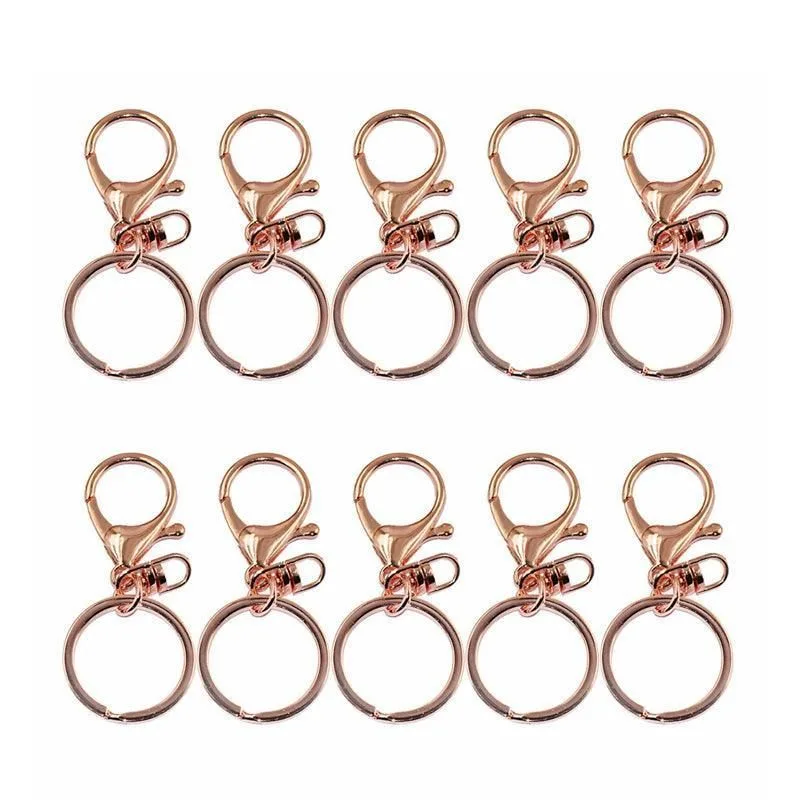 10X Rose Gold Swivel Lobster Clasp Keychains