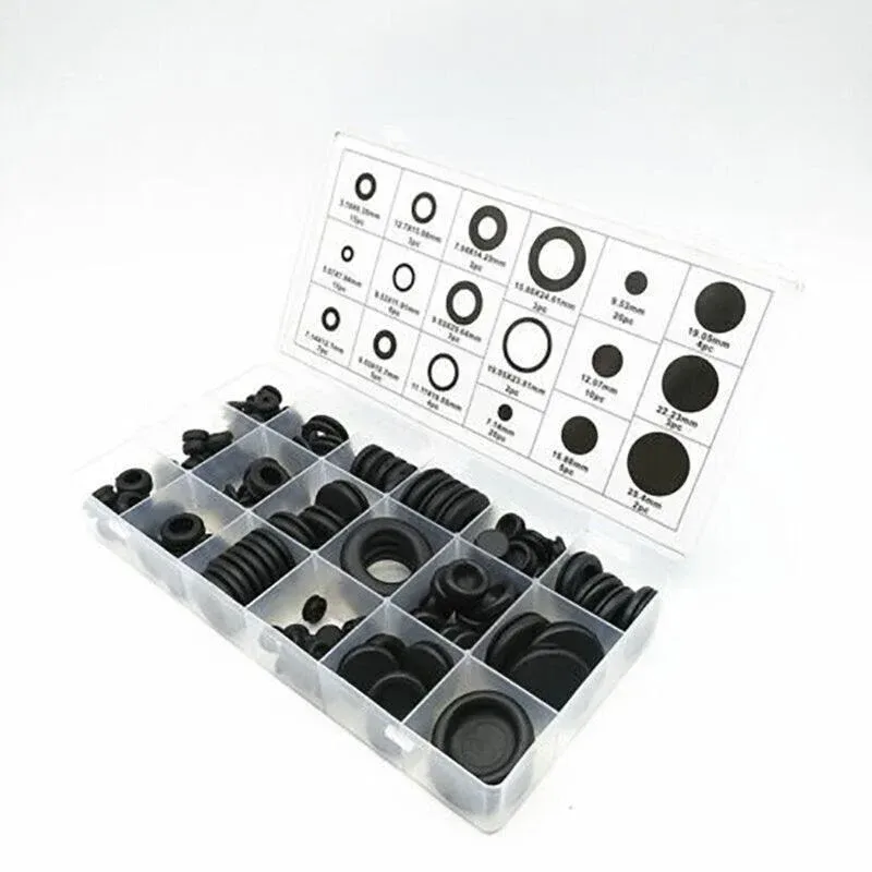 125Pcs Rubber Grommet Set-Assorted Fastener Kit 18 Popular Sizes