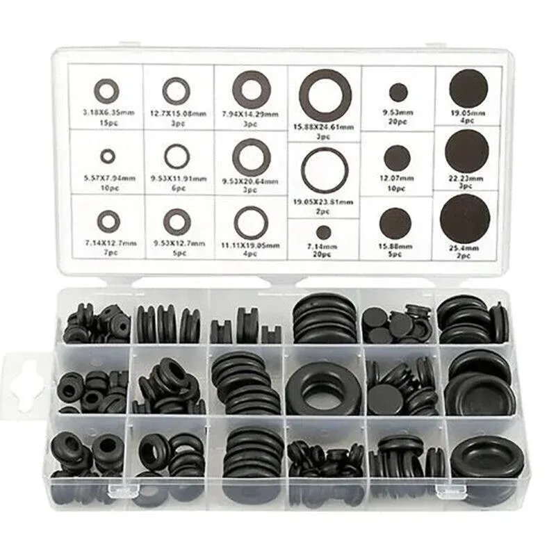 125Pcs Rubber Grommet Set-Assorted Fastener Kit 18 Popular Sizes