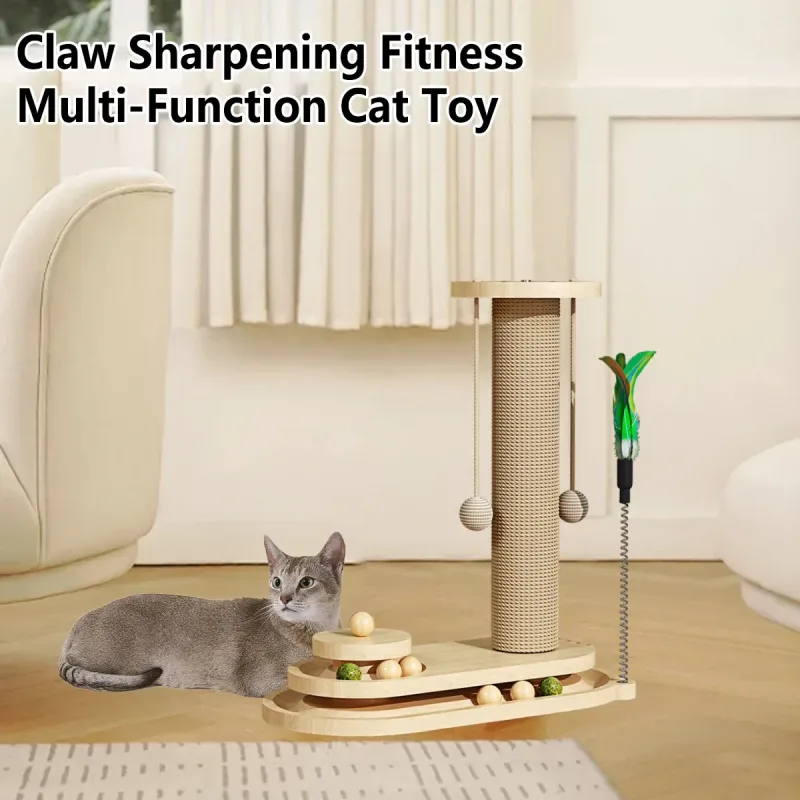 1-Piece Cat Scratching Post with Turntable Toy