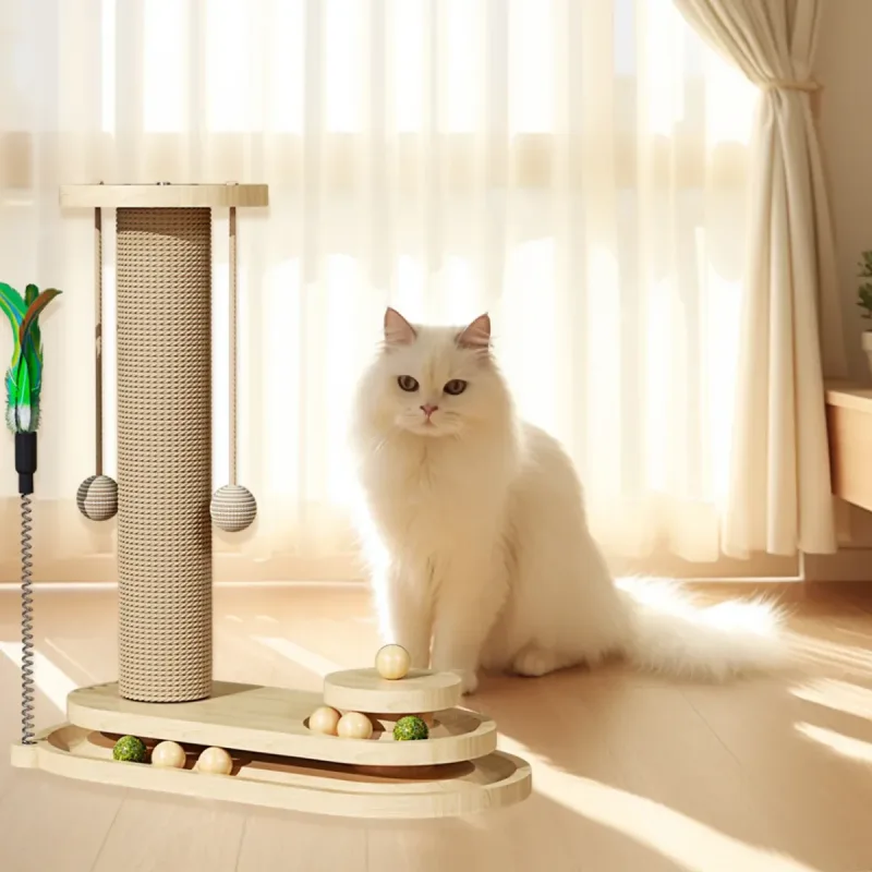 1-Piece Cat Scratching Post with Turntable Toy