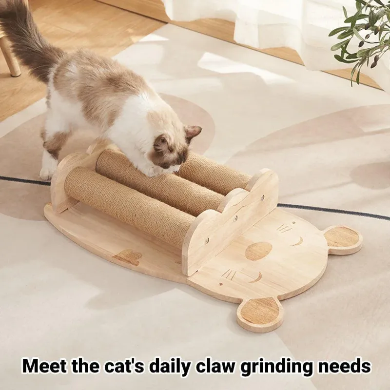 2Style Wood Wall-Mounted Natural Sisal Rope Cat Scratching Claw Grinding Pet Toy – Single Column Pink