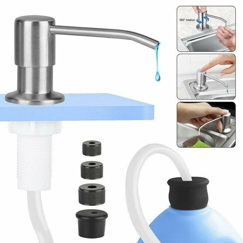 Stainless Steel Sink Soap Dispenser Extension Tube Kit Kitchen Sink Pumps Hand