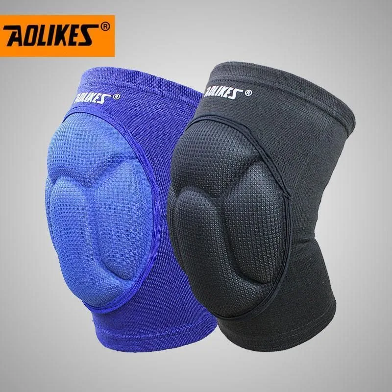 Knee Pad Crashproof Antislip Brace Leg Sleeve Protector Guard Support Men – Black*1 Pair