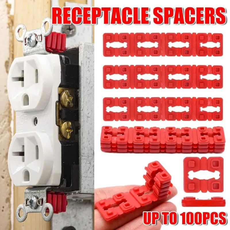 12/100pcs Red Switch and Receptacle Spacers Adjustable Depth Electrical Tool – 12pcs
