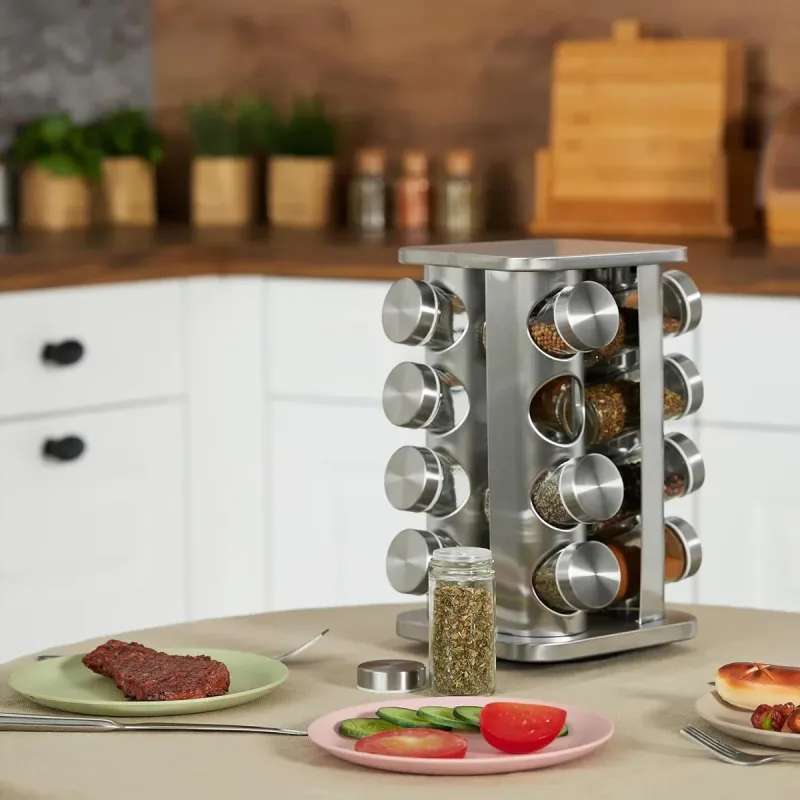 Rotating Spice Bottle Seasoning Rack Multi layer Seasoning Jar Storage Kitchen – Square