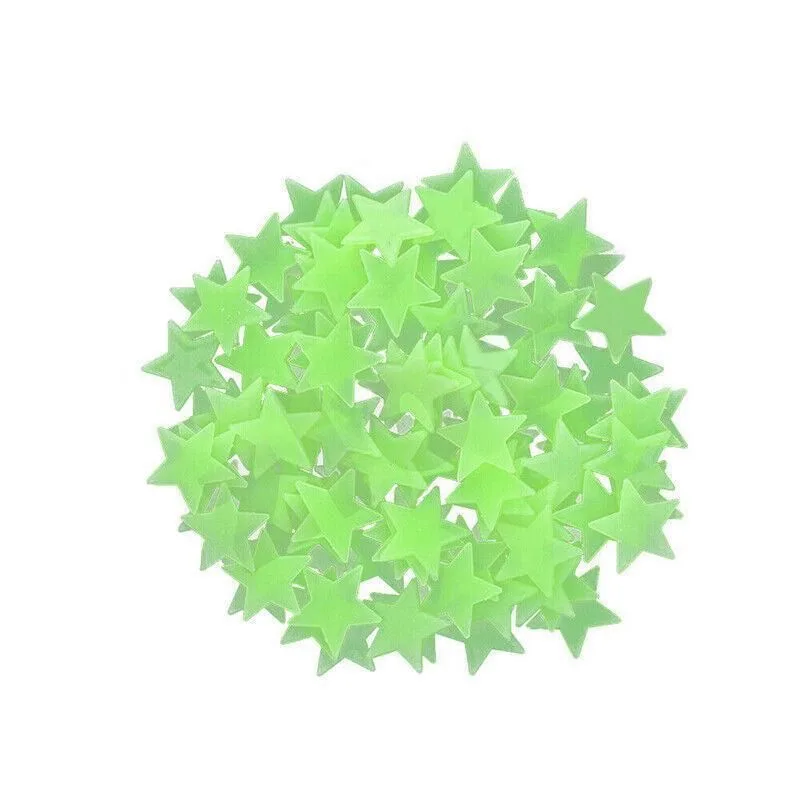 100 Pieces Glow-in-the-Dark Luminous Star Wall Stickers for Bedroom or Ceiling Decor – Green