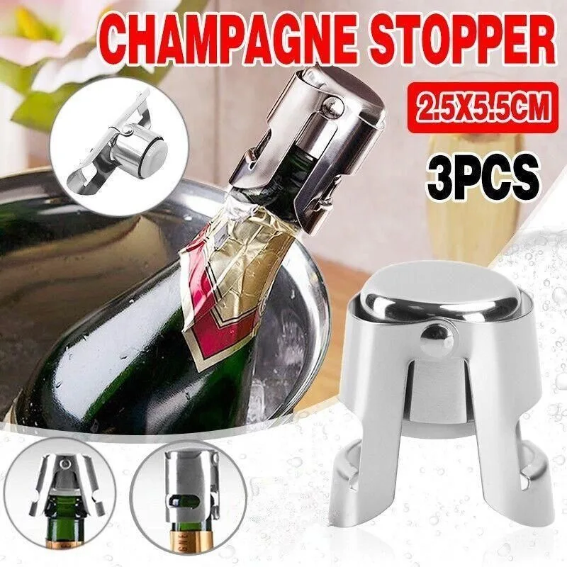 3X Stainless Steel Sparkling Wine Stopper Champagne Stopper Bubble Fizzy Bottles 3X Stainless Steel Sparkling Wine Stopper Champagne Stopper Bubble Fizzy Bottles