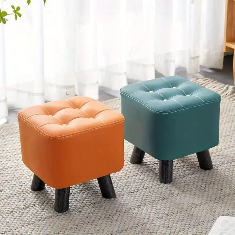 Small Stool Household Sofa Stool Shoes Changing Low Seat for Bedroom and Living – Green