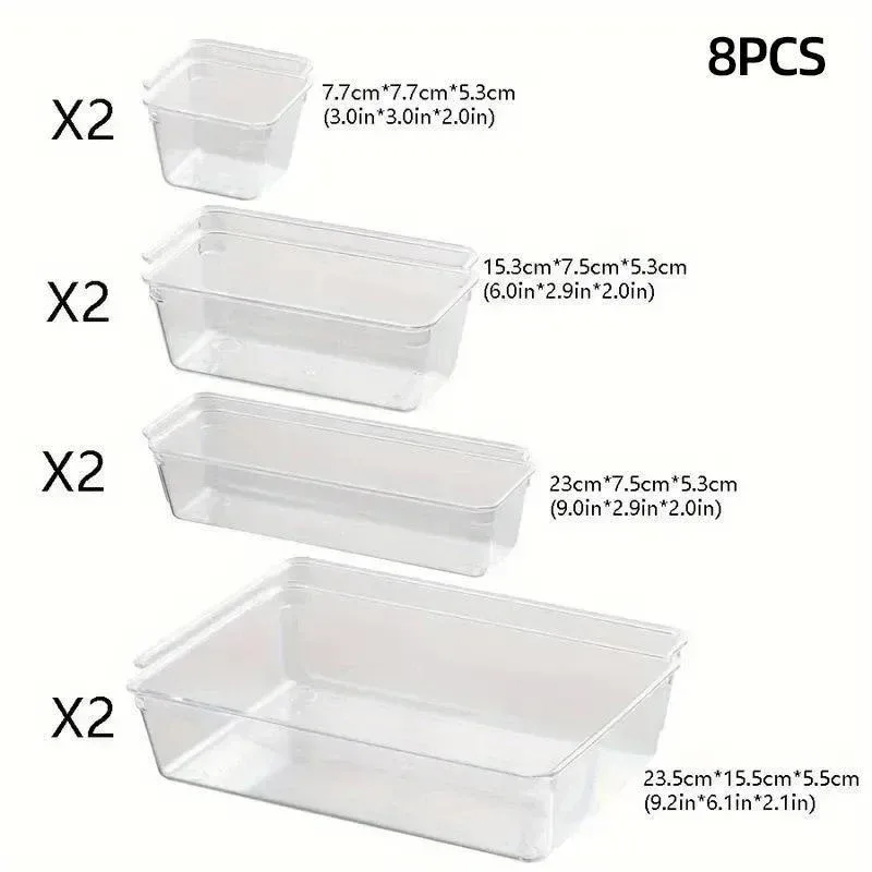Transparent Plastic Drawer Organiser Set Multifunctional Desktop Storage Box – 13PCS