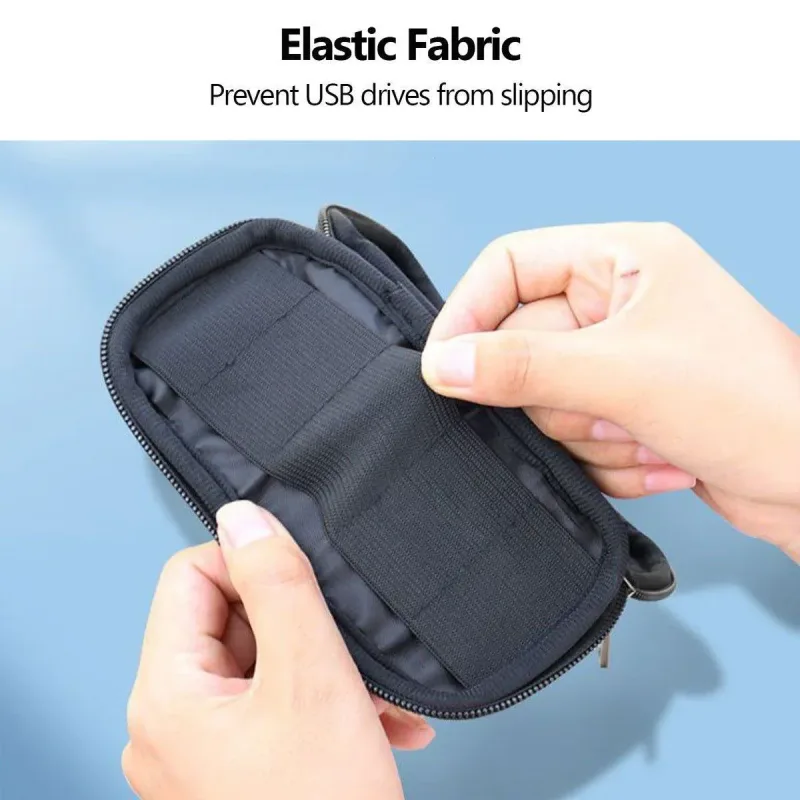 3PCS Large Capacity USB Flash Drive Storage Case Portable Black U Disk Bag