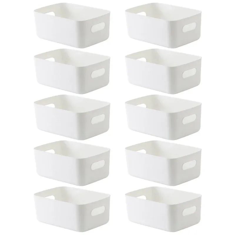 10-Piece White Plastic Storage Basket Set