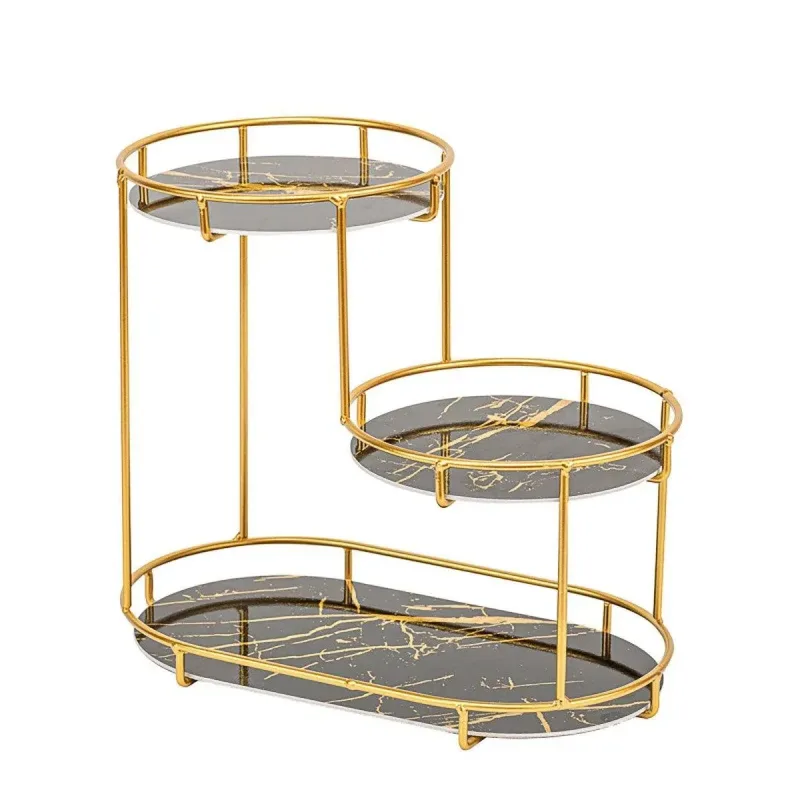 Round Multi-Tier Metal Storage Rack for Bathroom Vanity Kitchen Storage Rack – Black