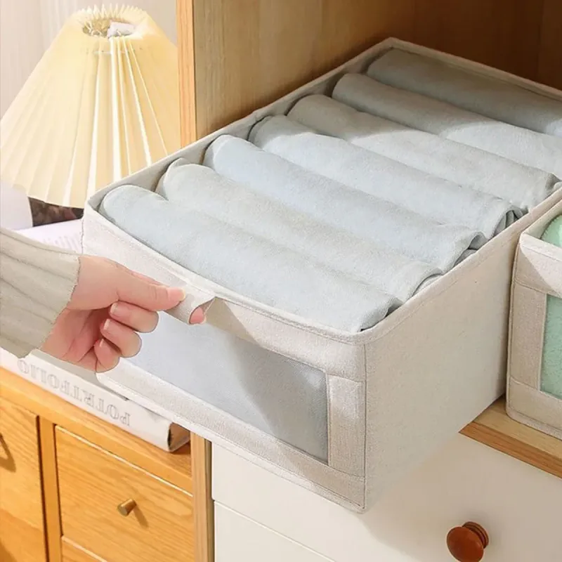 4pcs Visual Window Shirt Organizer Box Clothing Storage Basket Fabric Organizer