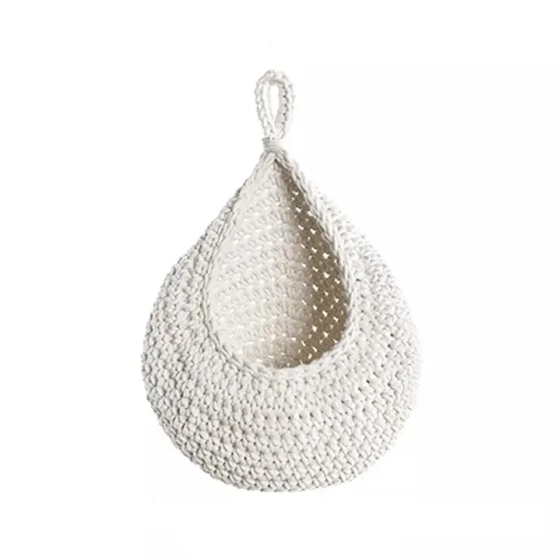 Cotton Rope Woven Storage Basket Wall Mount Fruit Vegetable Organizer Container Cotton Rope Woven Storage Basket Wall Mount Fruit Vegetable Organizer Container