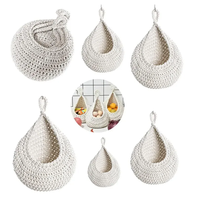 Cotton Rope Woven Storage Basket Wall Mount Fruit Vegetable Organizer Container – Max