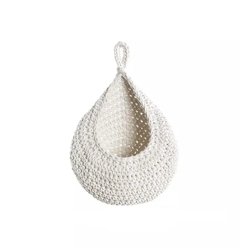 Cotton Rope Woven Storage Basket Wall Mount Fruit Vegetable Organizer Container – Mini