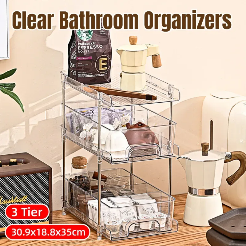 3 Layer Transparent Storage Rack Multi Functional Organizer Shelf Clear for Home 3 Layer Transparent Storage Rack Multi Functional Organizer Shelf Clear for Home