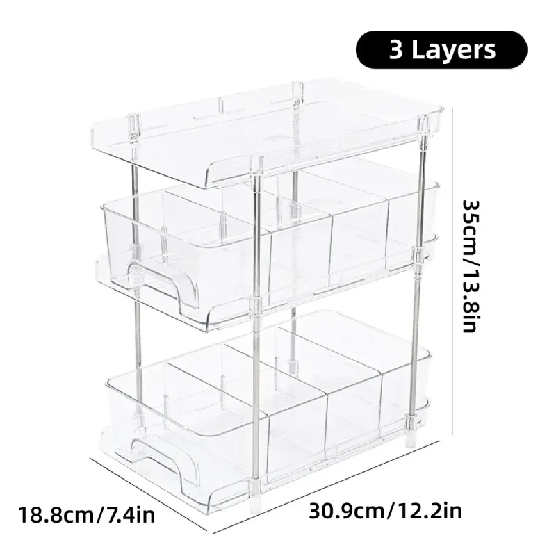 3 Layer Transparent Storage Rack Multi Functional Organizer Shelf Clear for Home