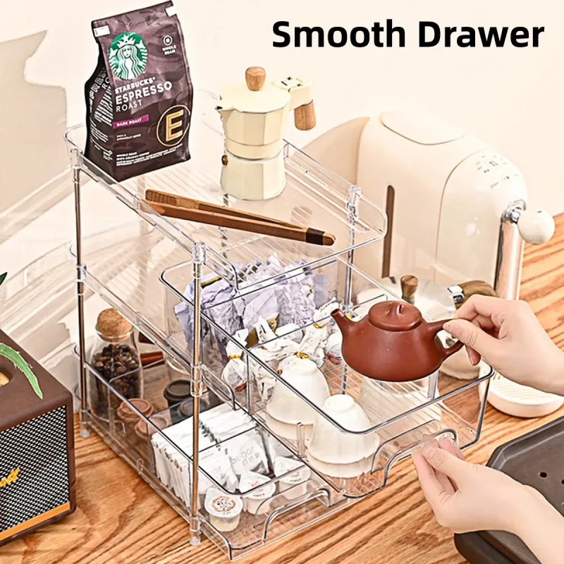 3 Layer Transparent Storage Rack Multi Functional Organizer Shelf Clear for Home
