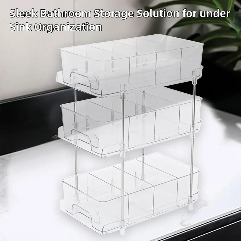 3 Layer Transparent Storage Rack Multi Functional Organizer Shelf Clear for Home