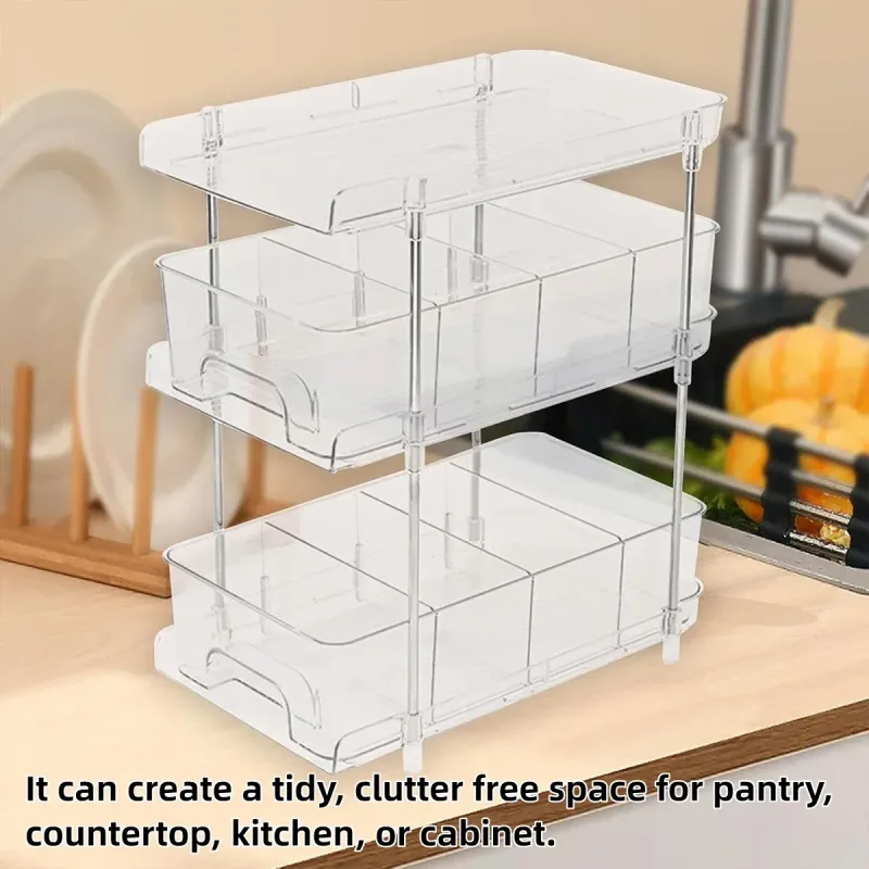3 Layer Transparent Storage Rack Multi Functional Organizer Shelf Clear for Home