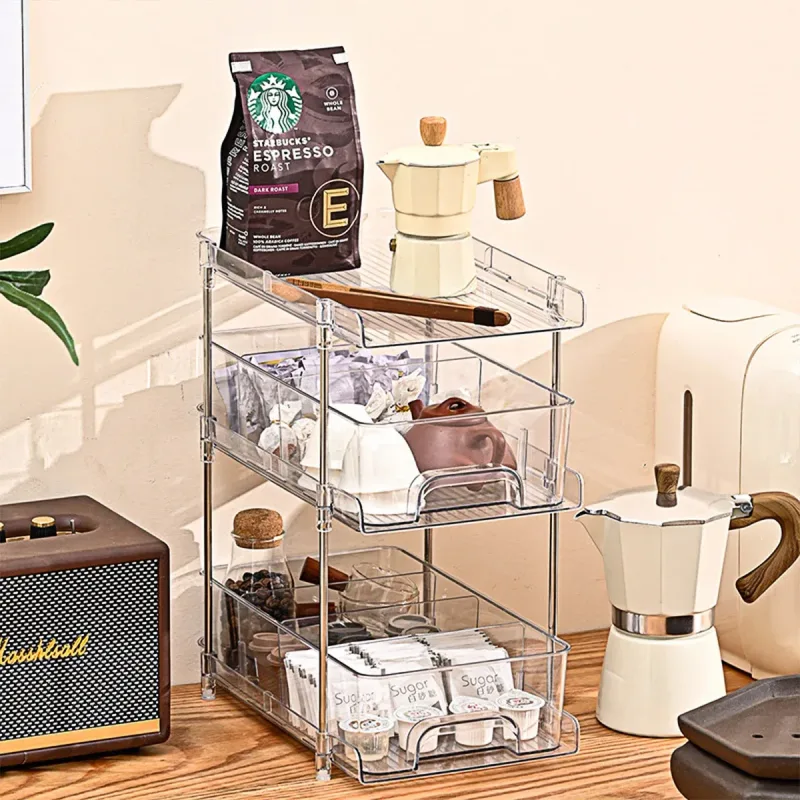 3 Layer Transparent Storage Rack Multi Functional Organizer Shelf Clear for Home