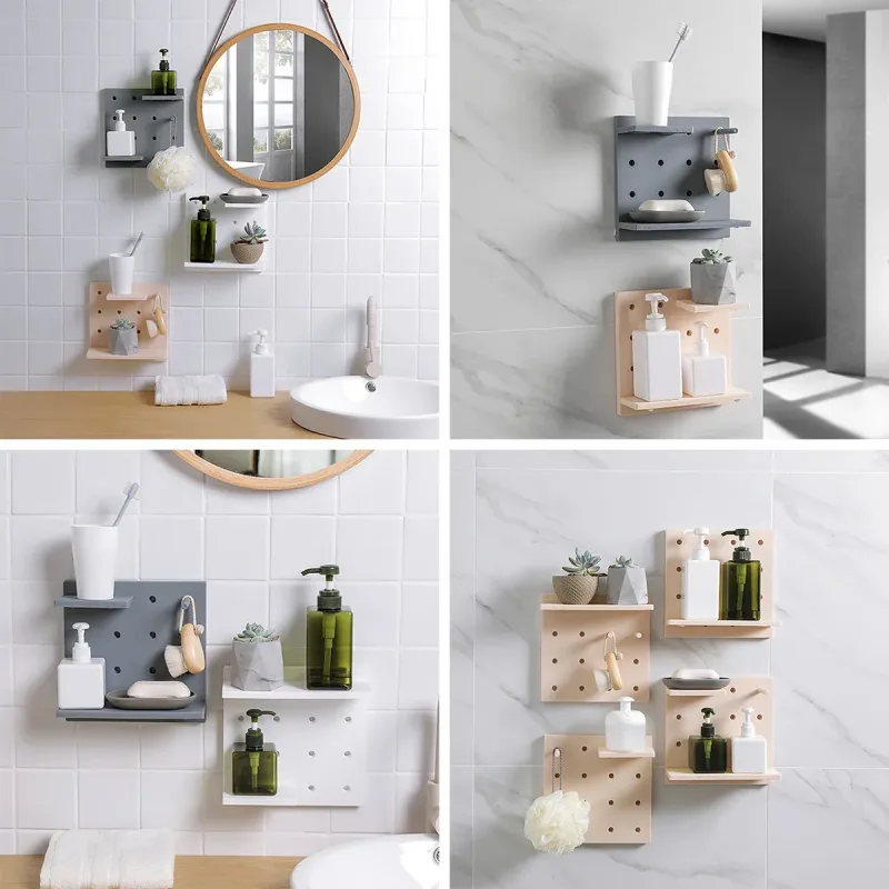 4PCS Pegboard Storage Rack Hanging Shelf Durable Space Saving