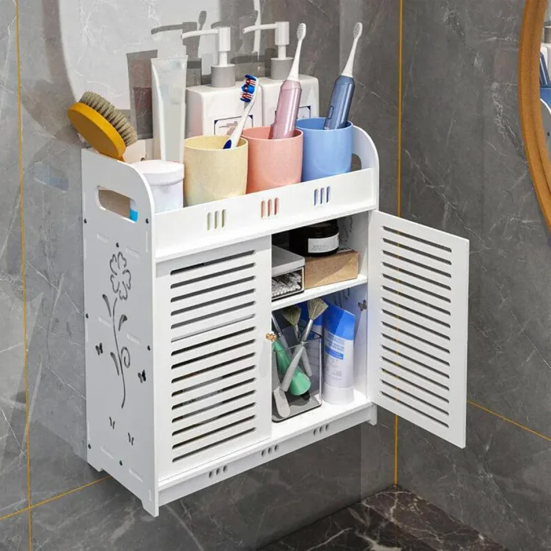 Bathroom Multi Layer Wall Mounted No Drill Skin Care Storage Rack Durable