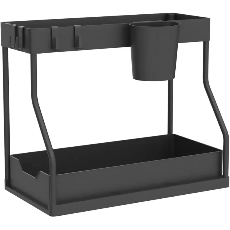 Under Sink Storage Rack Double Layer Organizer Shelf Kitchen Bathroom Cabinet - Black Under Sink Storage Rack Double Layer Organizer Shelf Kitchen Bathroom Cabinet - Black
