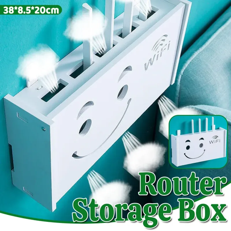 No Drill Wall Mounted Router Storage Box Cable Organizer for WiFi Router Use No Drill Wall Mounted Router Storage Box Cable Organizer for WiFi Router Use