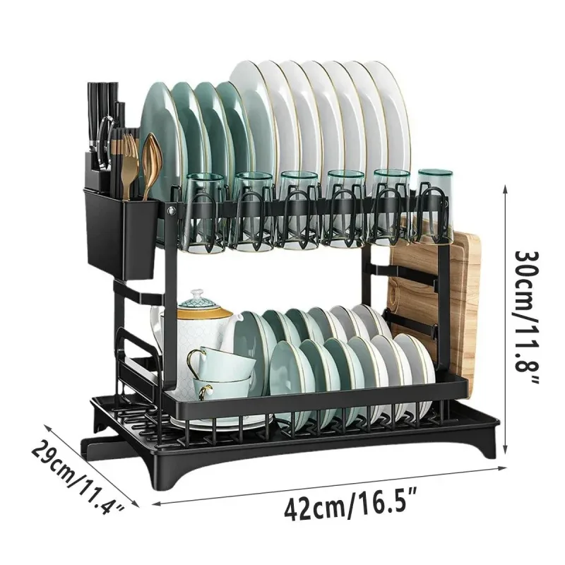 1-Piece Black Dish Drying and Storage Rack