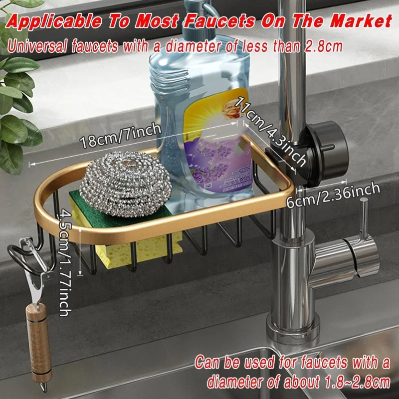 Adjustable Faucet Sink Shelf Drainage Rack Kitchen Storage Organizer for Home