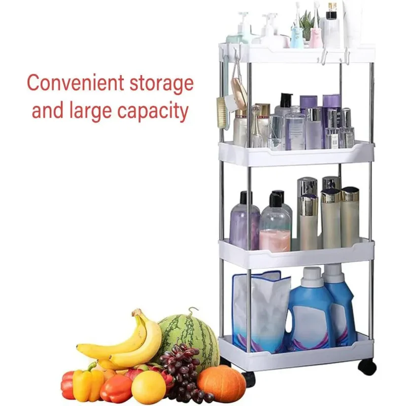 Multi Layer Rolling Storage Cart Kitchen Bathroom Organizer Shelf with Wheels – 3-Black