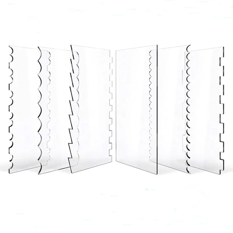6Pcs Acrylic Cake Scraper Decorating Contour Comb Cake Edge Smoother Tools Au