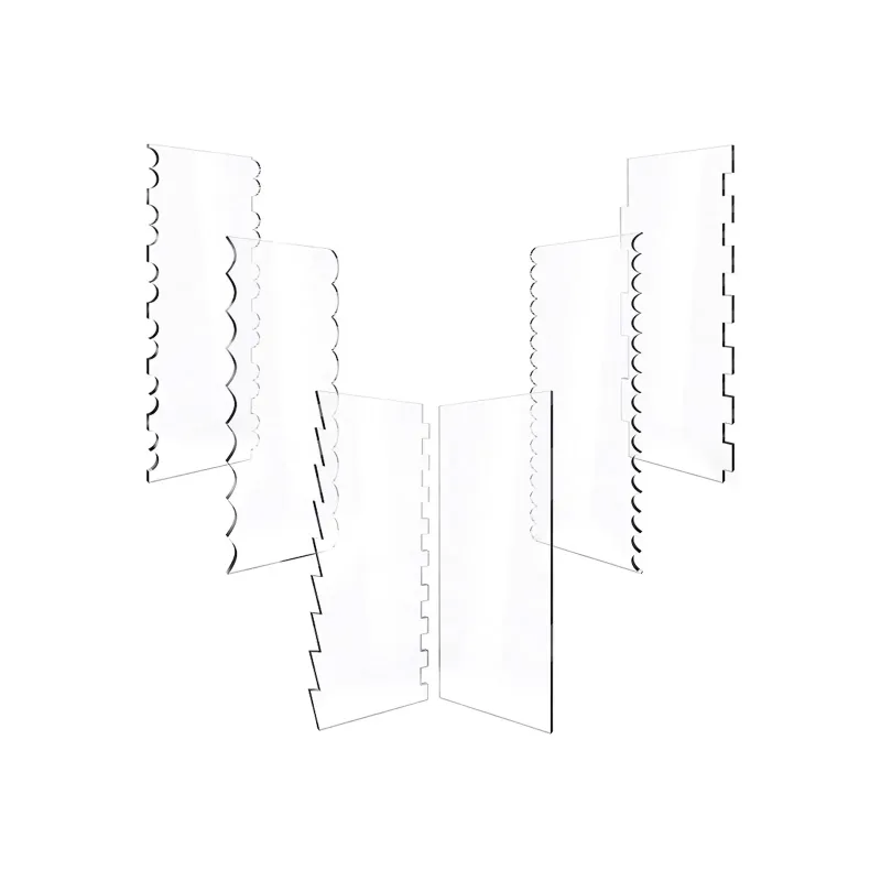 6Pcs Acrylic Cake Scraper Decorating Contour Comb Cake Edge Smoother Tools Au