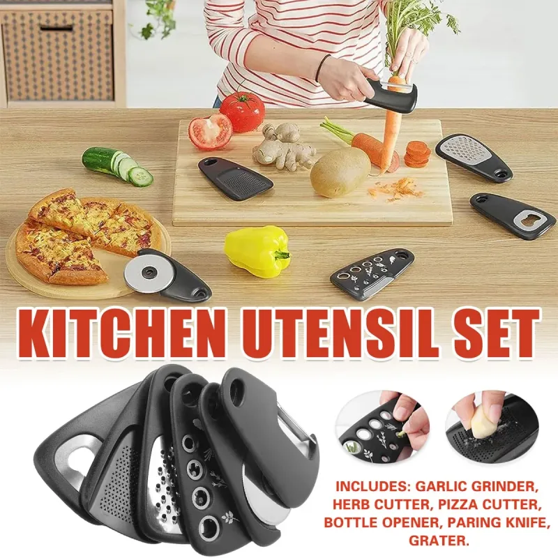 6 Pcs Kitchen Gadget Set Space-Saving Stackable 430 Stainless Steel 6 Pcs Kitchen Gadget Set Space-Saving Stackable 430 Stainless Steel