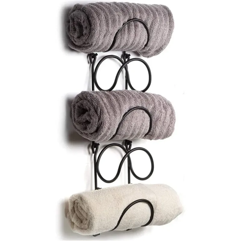 Multifunctional Wall Mounted Bathroom Storage Rack Multi Layer Towel and Wine