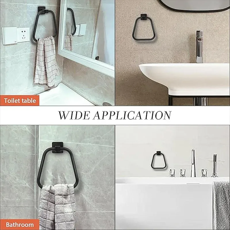 Towel Ring Rectangular Towel Rack Wall Mount Towel Hanging Ring for Bathroom