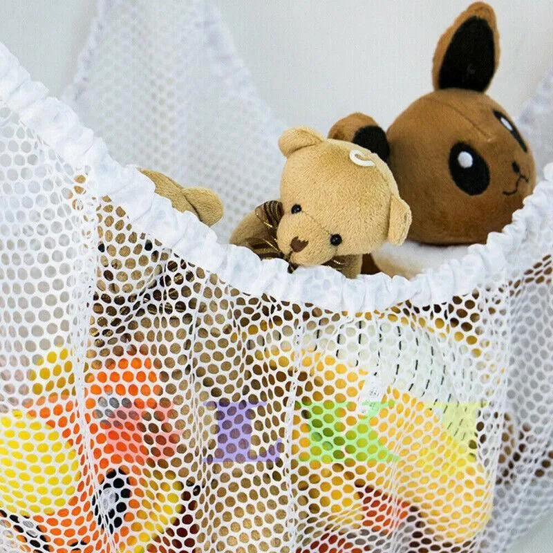 Soft Large Toy Hammock Mesh Net Storage Organizer for Bedroom Plush Toys – White