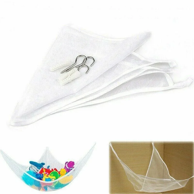 Soft Large Toy Hammock Mesh Net Storage Organizer for Bedroom Plush Toys – White