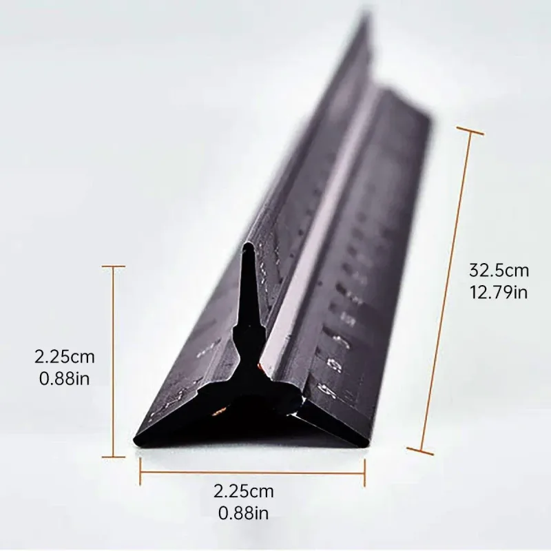 Aluminum Alloy Black Triangular Ruler Imperial Laser Engraved Architect Tool