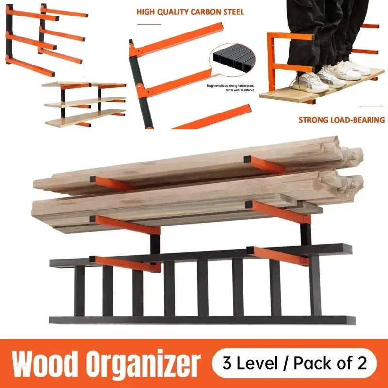 2PCS Wall Mounted Folding Storage Rack Carbon Steel Multi-Layer Organizer 2PCS Wall Mounted Folding Storage Rack Carbon Steel Multi-Layer Organizer