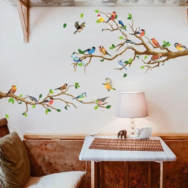 130x65cm Removable Wall Stickers Birds On Tree Branch Wall Decor Decal Home