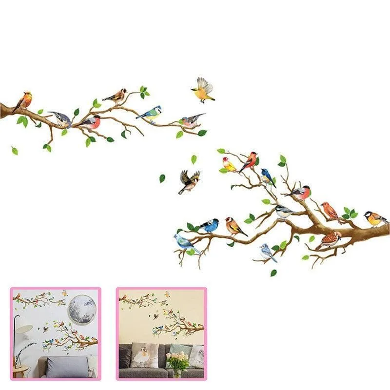 130x65cm Removable Wall Stickers Birds On Tree Branch Wall Decor Decal Home