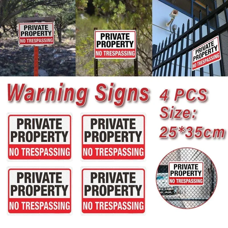 4PCS Reflective Surveillance Warning Signs Metal Security Camera Notice Durable 4PCS Reflective Surveillance Warning Signs Metal Security Camera Notice Durable