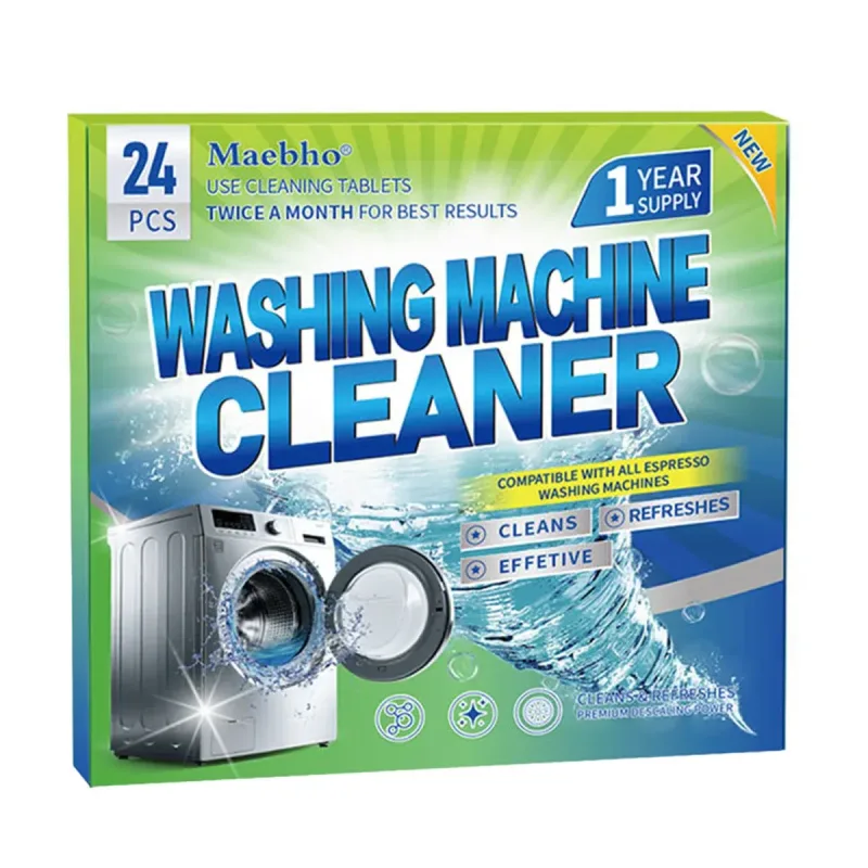 24PCS Effervescent Tablets Washing Machine Cleaner Deep Stain and Odor Removal